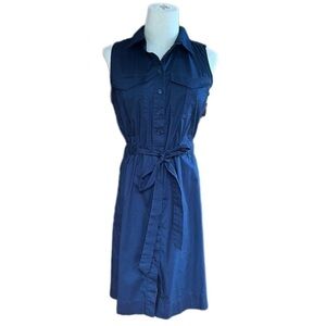 MARLED NAVY BLUE Button Down Elastic Waist Toe Front Shirt Dress Medium